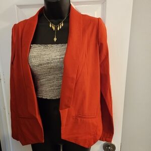 Charming Charlie Red Blazer Modern Open-Front Design